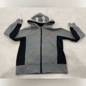 Jordan Boys Gray and Black Zip Up Hoodie Size 4 NWT